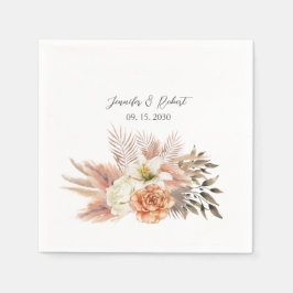 Rustieke Perzik Bloemen Trouwservetten Servet