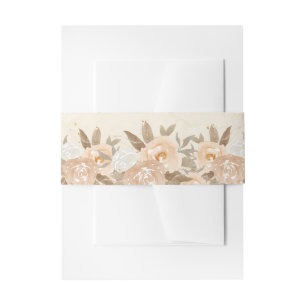 Rustieke perzik bloemen uitnodiging buik band uitnodigingen wikkel