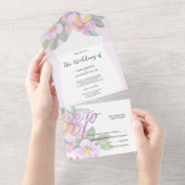 Rustieke perzik bloemen Waterverf kunst All In One Uitnodiging (Afscheurbaar)