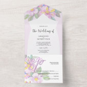 Rustieke perzik bloemen Waterverf kunst All In One Uitnodiging (Binnen)