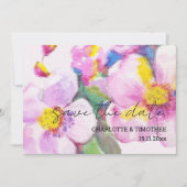 Rustieke perzik bloemen Waterverf kunst Save The Date (Voorkant)