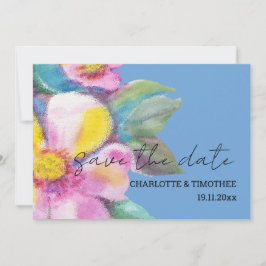 Rustieke perzik bloemen Waterverf kunst Save The Date