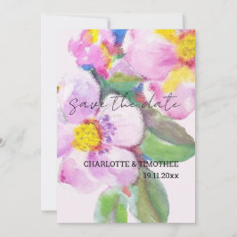 Rustieke perzik bloemen Waterverf kunst Save The Date