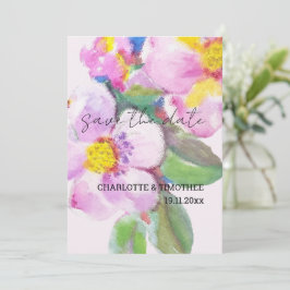Rustieke perzik bloemen Waterverf kunst Save The Date