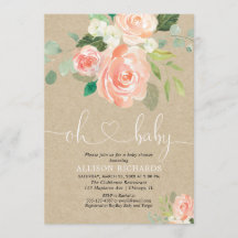 Rustieke perzik bloemenkraft meisje baby shower