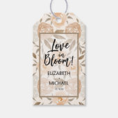 Rustieke perzik bloemenliefde in bloei gunst cadeaulabel (Voorkant)