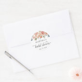 Rustieke perzik bloemige bruiloftsshower favor sti ronde sticker (Envelop)