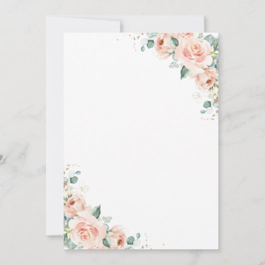 Rustieke Perzik Blush Bloemen Greenery Krans Trouw Kaart (Achterkant)