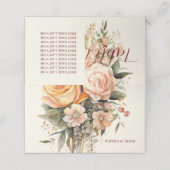 Rustieke perzik en gouden bloemen gevouwen plaats  plaatskaartje (Buitenkant ongevouwen)