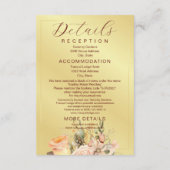 Rustieke perzik en gouden bloemenbruiloft informatiekaartje (Achterkant)