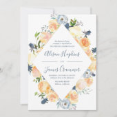 Rustieke perzik en witte pioen bruiloft kaart (Voorkant)