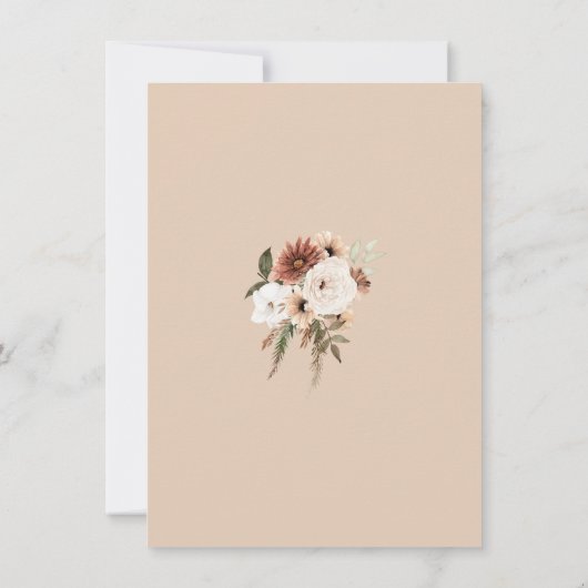 Rustieke Perzik Groene Bloemen Bruiloft Save the D (Achterkant)