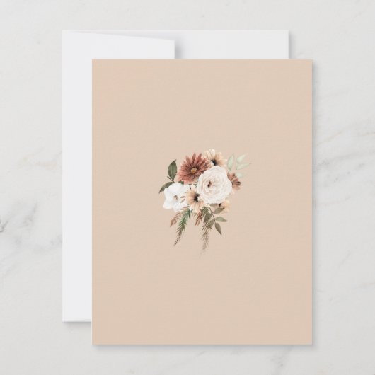 Rustieke perzik olijf groen bloemenbruiloft bedankkaart (Achterkant)