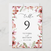 Rustieke perzik roest bloemenbruiloft tafel nummer (Voorkant)