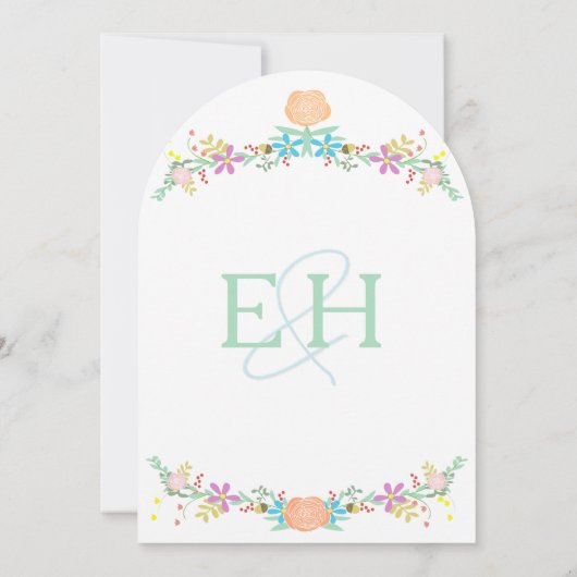 Rustieke Perzik Roze Mint Uitgestanste Slag Bloems Kaart (Achterkant)