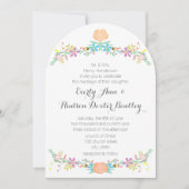 Rustieke Perzik Roze Mint Uitgestanste Slag Bloems Kaart (Voorkant)