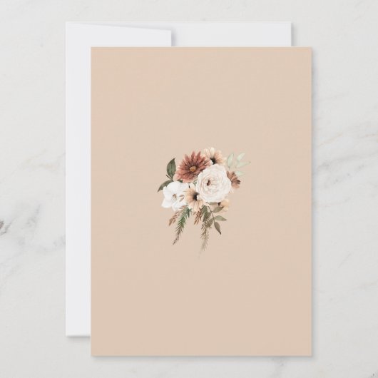 Rustieke perzik terracotta groen bloemenbruiloft bedankkaart (Achterkant)