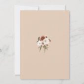 Rustieke perzik terracotta groen bloemenbruiloft kaart (Achterkant)