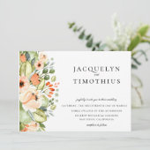 Rustieke Perzik Tuin Bloemen Bruiloft Kaart (Staand voorkant)