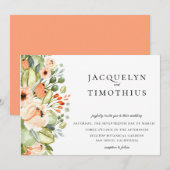Rustieke Perzik Tuin Bloemen Bruiloft Kaart (Voorkant / Achterkant)