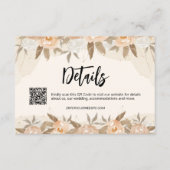 Rustieke perzik Waterverf Bloemen Details Informatiekaartje (Voorkant)