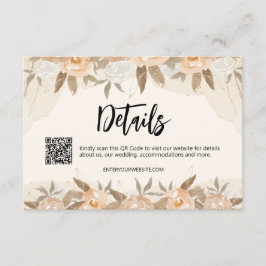 Rustieke perzik Waterverf Bloemen Details Informatiekaartje