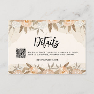 Rustieke perzik Waterverf Bloemen Details Informatiekaartje