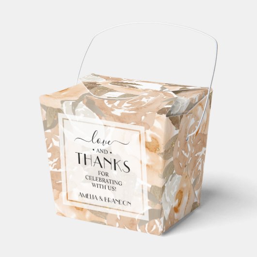 Rustieke perzik Waterverf bloemenbruiloft Bedankdoosjes (Voorkant Zijde)