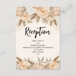 Rustieke perzik Waterverf bloemenontvangst Informatiekaartje