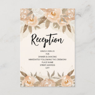 Rustieke perzik Waterverf bloemenontvangst Informatiekaartje