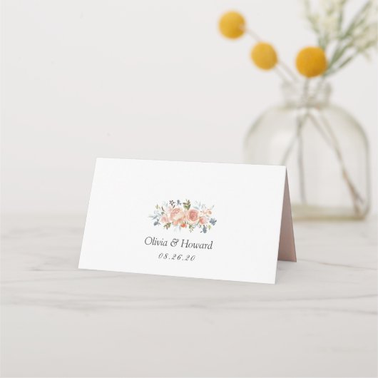 Rustieke Perzik Waterverf Herfst Floral Wedding Plaatskaartje (Achterkant)