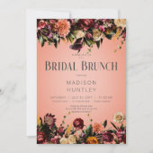 Rustieke perzik wijn & Paarse bloemenbruidsbrunch Kaart (Voorkant)