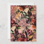 Rustieke perzik wijn & Paarse bloemenbruidsbrunch Kaart (Achterkant)