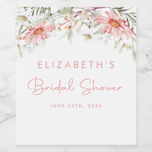 Rustieke perzik Wildbloemen Wijn Etiket (Enkel label)