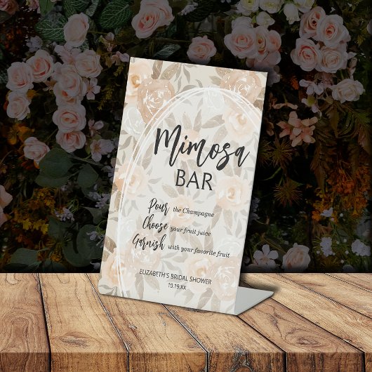 Rustieke perzikbloemen Mimosa Vrijgezellenfeest Reclamebord Met Voetstuk