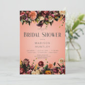 Rustieke perzikwijn & Paarse bloemige Vrijgezellen Kaart (Staand voorkant)