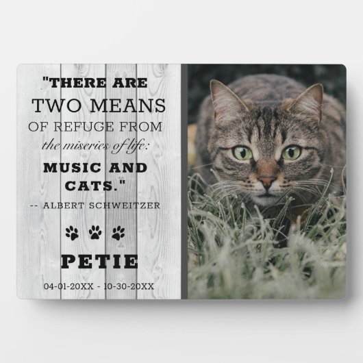 Rustieke Pet Cat Memorial Foto Quote Keepsake Fotoplaat (voorkant)
