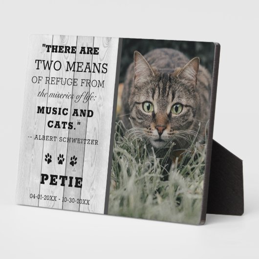 Rustieke Pet Cat Memorial Foto Quote Keepsake Fotoplaat (Zijkant)