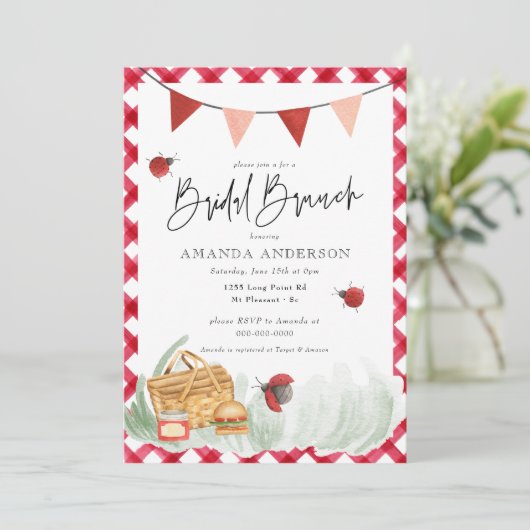 Rustieke picknick achtertuin BBQ bruids brunch Kaart (Staand voorkant)