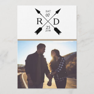 Rustieke pijl   De datum opslaan   Foto Bruiloft Save The Date