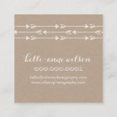 RUSTIEKE PIJL PATROON schattig boho wit kraft Vierkante Visitekaartje (Achterkant)