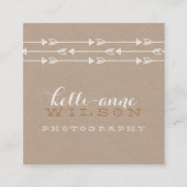 RUSTIEKE PIJL PATROON schattig boho wit kraft Vierkante Visitekaartje (Voorkant)