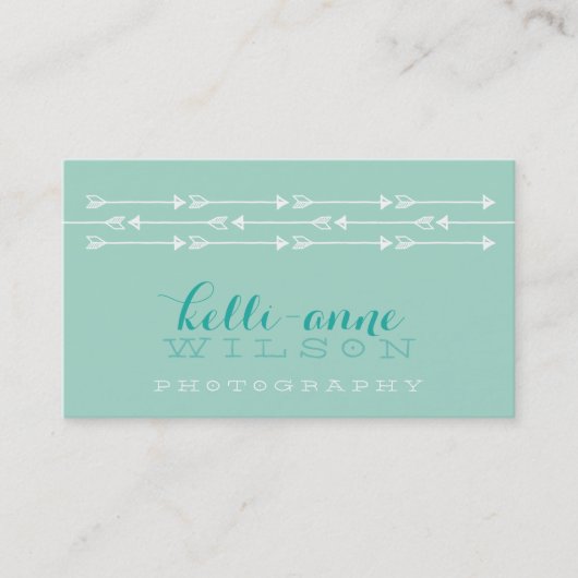 RUSTIEKE PIJL PATROON schattig boho wit munt vers Visitekaartje (Voorkant)