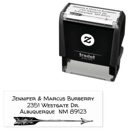 Rustieke pijl retour adres zelf inkt stempel (In situ)