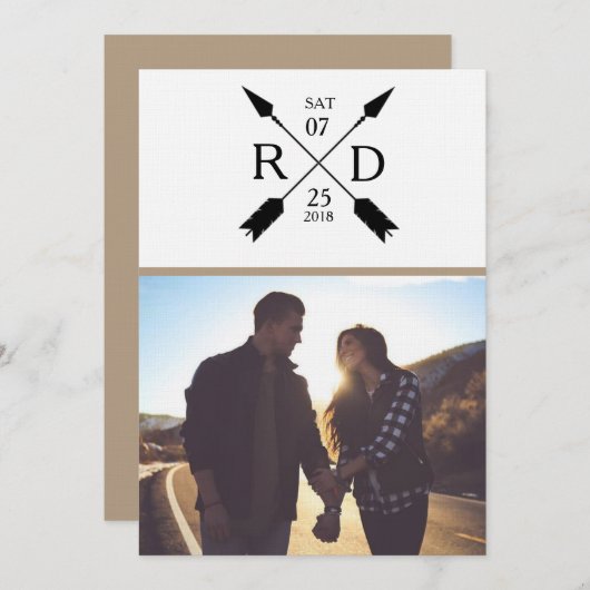 Rustieke Pijl | Save the Date | Foto Bruiloft (Voorkant / Achterkant)