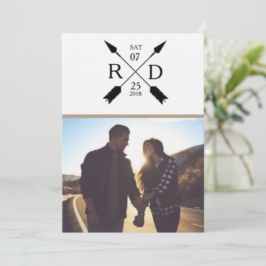 Rustieke Pijl | Save the Date | Foto Bruiloft (Staand voorkant)