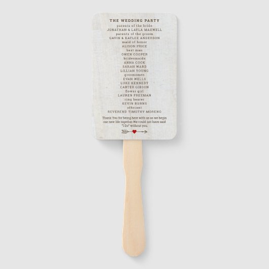 Rustieke Pijlen Rode Hart Trouwdag Handwaaier (Achterkant)