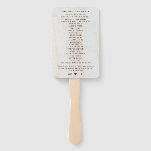 Rustieke Pijlen Rood Hart Trouwdag Handwaaier (Achterkant)