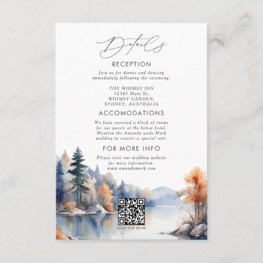 Rustieke Pijnbomen Advent Huwelijk uitnodiging det Informatiekaartje (Voorkant)