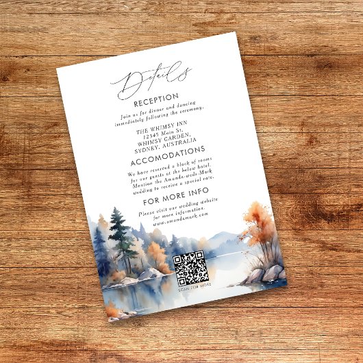 Rustieke Pijnbomen Advent Huwelijk uitnodiging det Informatiekaartje